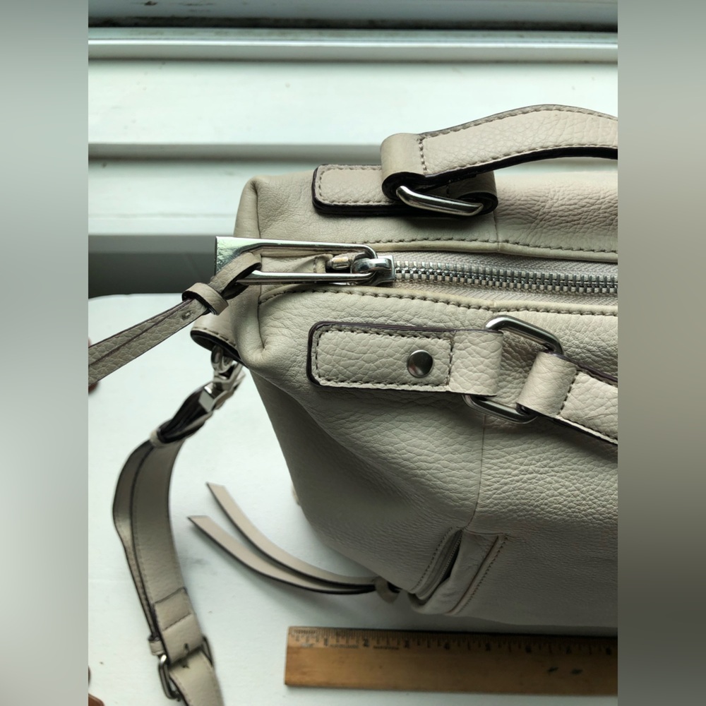 Leather satchel - 100% leather - white/ivory 16” x 12” x 3.5”+ by Sanctuary - Picture 5 of 16